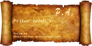 Priher Arnót névjegykártya